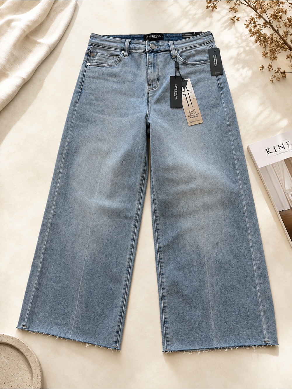 Liverpool Medium Wash Wide-Leg Jeans for Women